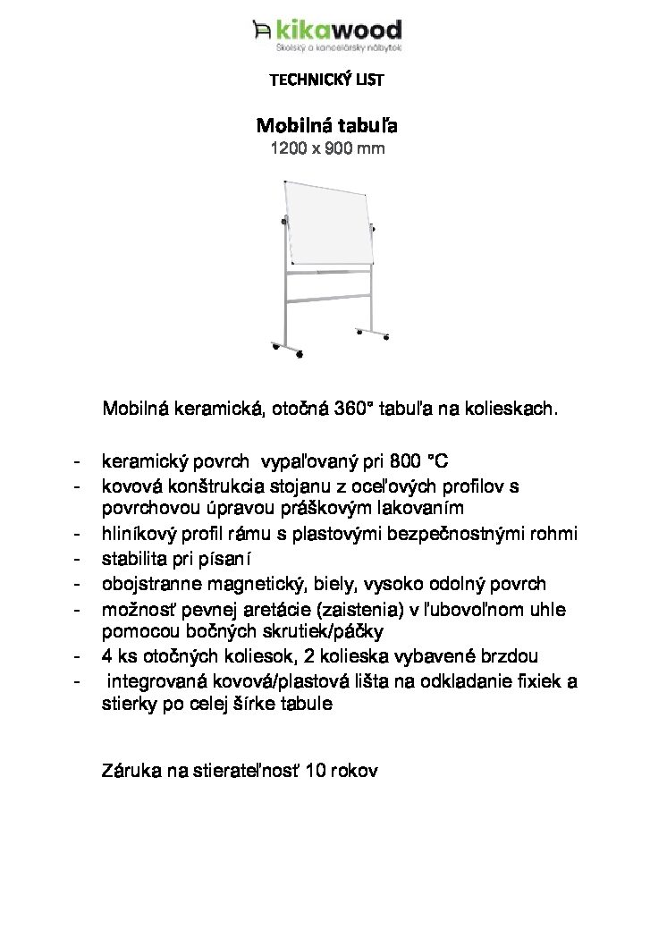 TL Mobilná tabuľa TL Mobilna tabula pdf - kikawood.sk - predaj školského a kancelárskeho nábytku